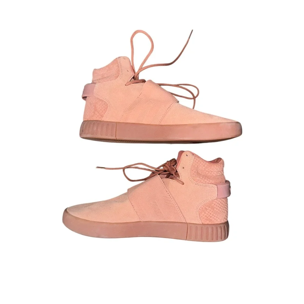 Adidas Sneakers Men 8.5‎ Tubular Invader Shoes Pink Suede Comfort CG5070 Strap